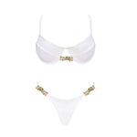3Pc Push Up Bikini With Cover Up Women Sexy Swimsuit Female Swimwear Bandeau Biquini Shiny Button Bathingsuit Bodysuit Beachwear