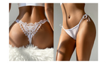 Women‘s Mesh Lace Panties Plus Size M-3XL Sheer Embroidered Flowers Low Rise Sexy Underwear with Ribbon Metal Ring Daily Wear