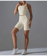 Yoga Set 2PCS Sports Suit seamless sports vest Women Nude tight-fitting Gym running Shorts Fitness Tracksuit Workout Sportswear