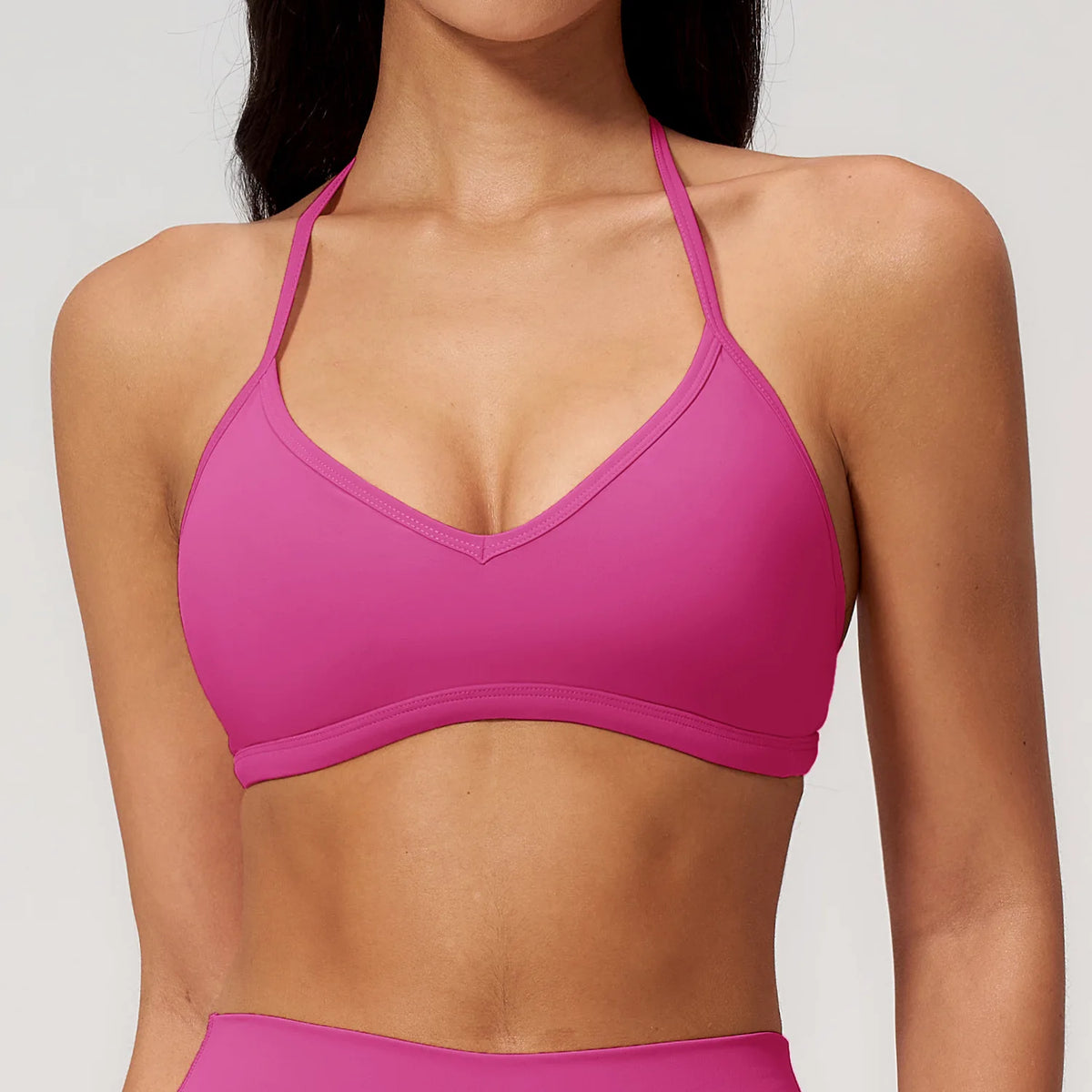 Juren Sports Bra Women Running Seamless Halter Top High Support Push-up Open Back Gym Wear Fitness Yoga Top Workout Underwear