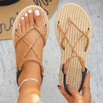 Women Shoes 2026 Summer Weave Non Slip Cross Tied Women Roman Sandals Womens Closed Toe Peep Toe Lightweight Beach Sandals