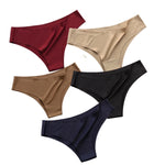 5PCS/Set Panties Women Seamless Underwear Low Rise Female Underpants Glossy Solid Color Briefs Comfort Invisible Underwear