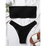 Bandeau Wrinkled Crinkled Bikini Female Swimsuit Women Swimwear Two-pieces Bikini set High Cut Bather Bathing Suit Swim V3314