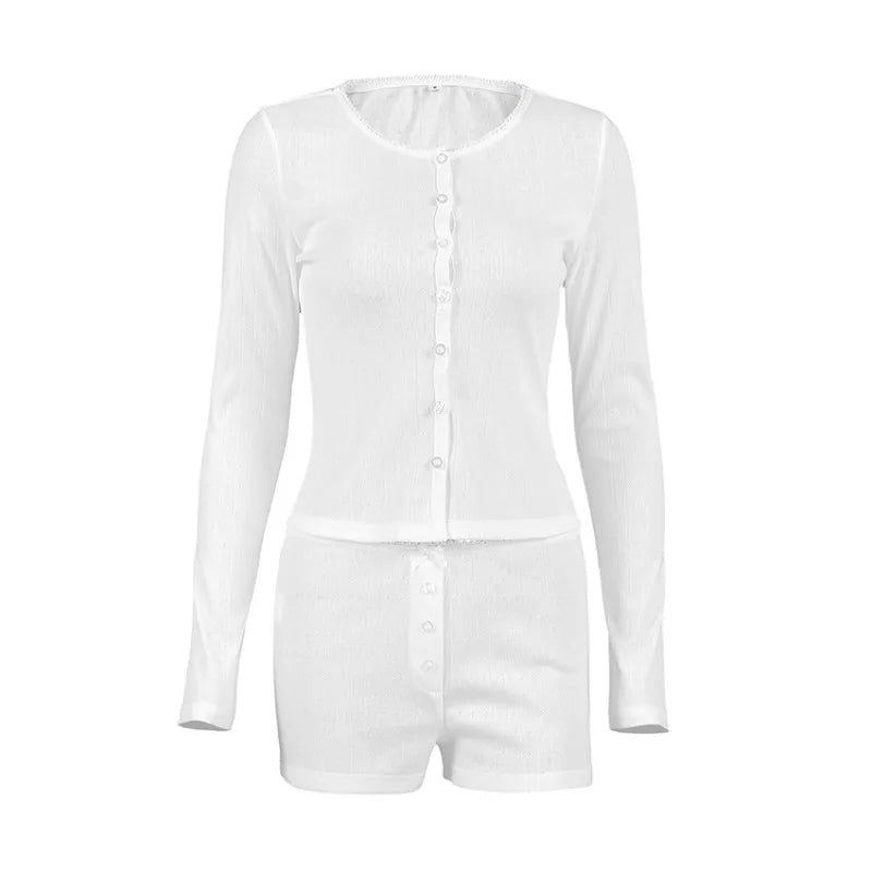 New Spring Autumn Cardigan White Jacquard Sleepwear Women's Pyjama Long-sleeved Shorts Pajamas Home Wears 2Pcs Nightwear 2026
