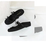 BIGTREE Satin Bow With One Strap With Shallow Mouth Half-Tugging Women's Hollow Inner Heightened Round-Head Sandals Comfortable