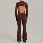Women's Seamless Yoga Jumpsuits Sports Fitness Gym One-piece Long-sleeves Hip-Lifting Beauty Back Workout Training Bodysuits