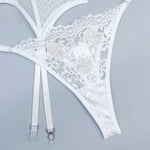 Toucheart Embroidery Floral Sexy Lingerie Panty Garters3PCS Skinny Plunge Patchwork See-through Romantic Private Interesting Set