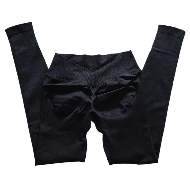 Sports Leggings Woman Clothes Seamless Yoga Pants Scrunch Booty V Waist Hip Lifting Fitness Gym Leggings Running Workout Tights