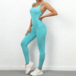 Seamless High-Waisted Peach Hip Yoga Jumpsuit for Women - Fast Drying Sweat-Wicking Tight Running Sports Jogging Gym Activewear