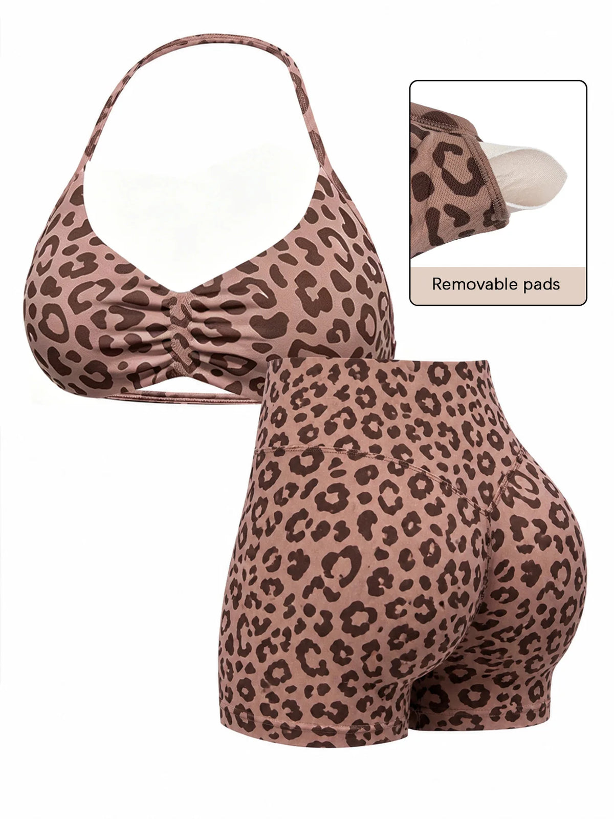 Sexy Black Polka Dot Print Seamless Yoga Sets Women Hanging Neck Pleate Sports Bra Tight High Waist Short Running Fitness Suits