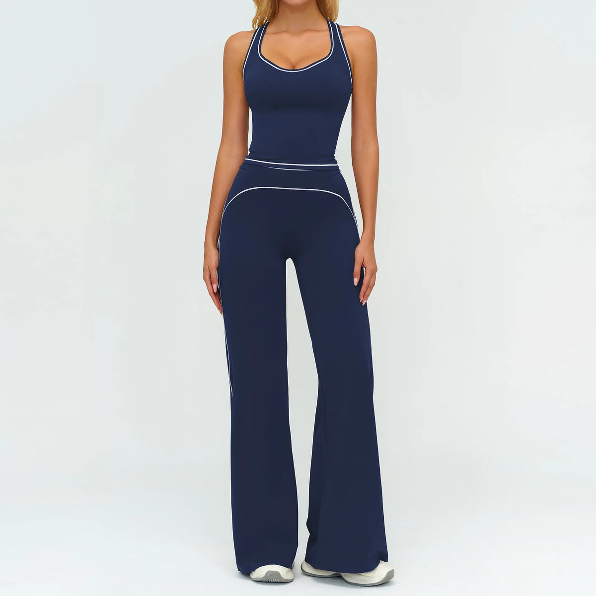 2PCS Yoga Set Gym Clothes Outdoor Sports Outfits Women Tracksuit Gym Fitness Suits Workout Long Sleeved Flared Pants Sportswear