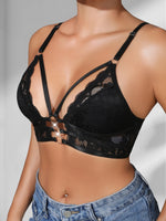 1pcs Fashion Sexy Lace Women's Bras Floral Sexy Lingerie No Pad 3/4 Cup Wire-Free Female Underwear Black Breathable Brassiere