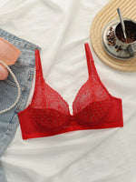 Women's sexy bright diamond bra with steel rims gathered push ups breathable shoulder straps adjustable bra MR2982