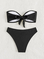 Sexy Bandeau Bikinis Sets Women Metal Ring Linked Push Up Micro Swimsuit 2025 Solid Bathing Suit Thong Swimwear Trajes De Baño