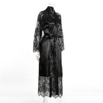 Sleepwear Women's Bathrobe Sexy Lingerie Lace Satin Kimono Sleep Long Dress Robes Pajamas Nightgown