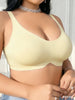 Plus Size Women Solid Color Daily Comfort Yoga Sports Bra, Lift Anti-Sagging Bra, Sexy V Neck, Wire-Free with RemovableSoft Pads