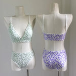 Women Floral Print Seamless Bra And Panties Set Low Waist Briefs Sexy Lingerie Set V-neck Sport Brassiere Female Underwear Set