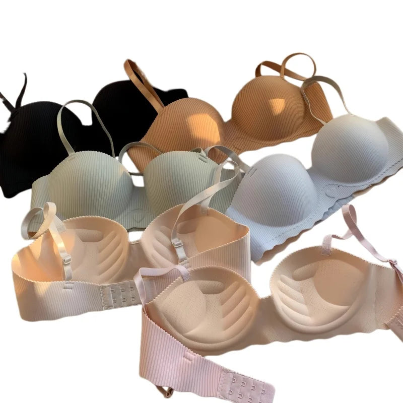 Women Push-Up Bra Demi Cup Underwear Heart Print Non-wired 1/2 Cup No Show Bras Sexy Lingerie Padded Thin Straps Brassiere S-XL