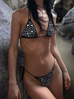 2026 Metallic Sequins Halter Bikini Women Swimsuit Female Swimwear Two Pieces Bikini Set Bather Bathing Suit Swim Lady Beachwear