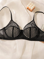 Women's sexy mesh bra with steel rims gathered push ups breathable shoulder straps adjustable close fitting underwear YS2814
