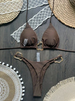 New Sexy Bikini Solid Color Lace-up Split Two-piece Swimsuit for Women