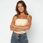 Women Fashion Solid Color Lace Camisole Summer Sleeveless Floral Pattern Adjustable Straps Tank Tops
