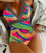 Vigoashely 2025 Sexy Print Strapped Swimwear Women Push UP One Piece Swimsuit Monokini Backless Hollow Summer Bathing Suit