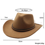 Women Men Retro Felt Jazz Hats Classic Cowboy Hats Wide Brim Cowgirl Sun Hats with Decorative Band