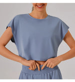 New Yoga Short Sleeve Women Running Fitness Shirt Summer Quick Drying Sleeveless Running Loose Fit Sports T-shirt Workout Top