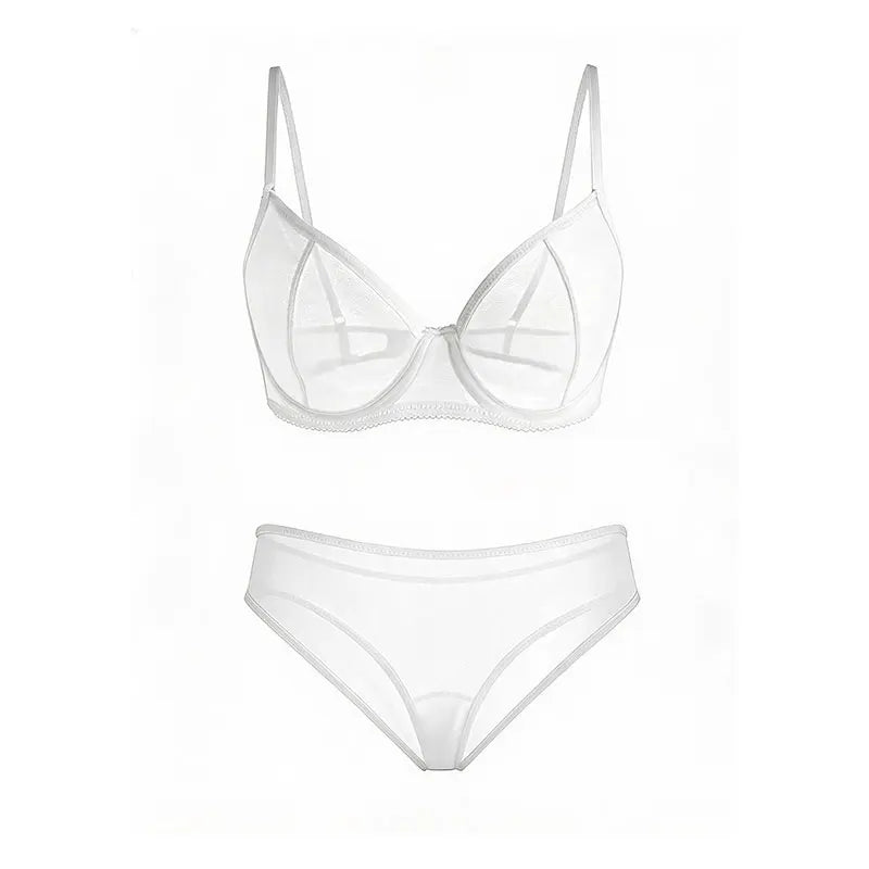 Sexy Ultra-Thin Fully Transparent Alluring Lingerie with Underwire, No Padding, Beautiful Back Bra, Hot Girl Push-Up Bra Set