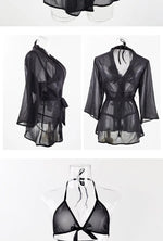 Sexy bikini robe set three-point cardigan robe two-piece set