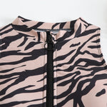 Zebra Print One Piece Swimsuit Woman High Neck Bodysuit Zipper Swimwear Beach Wear Leopard 2024 Bathing Suits Holiday Summer
