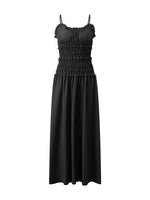 2026 Summer Women Slip Dress Sleeveless Smocked Ruffle Pleated Long Dress for Party Cocktail Out Going Streetwear