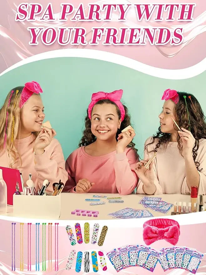 92 Pcs Spa Party Favors for Girls Slumber Party Supplies Kids Satin Robes Sleepover with Gift Bags for Girl Kids Birthday Gifts