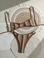 2026 Printed Crochet Bikini Women Swimsuit Female Swimwear Two-pieces Bikini Set High Leg Cut Bather Bathing Suit Swim Beachwear