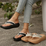 Fashion Design Wedge Heel Flip Flops Women Comfortable Clip Toe Platform Slippers Woman 2026 Printed Thick Bottom Sandals Female