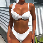 Sexy White Mesh Flower Push Up Bikinis Sets for Women Swimwear Unerwired Swimsuit 2026 Bathing Suits Bikini Mujer Biquinis