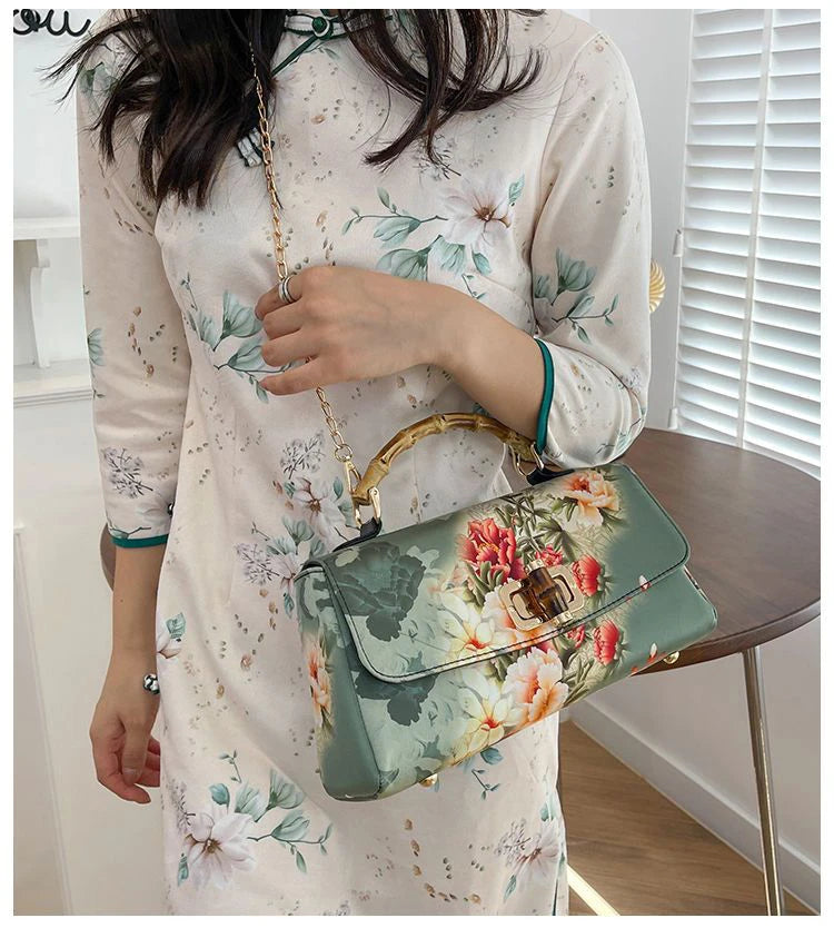 Vintage Bamboo Top Handle Bag Classic Mother Chic Lady Bags Women Shoulder Crossbody Bag Chain Bags Women's Handbags Purses