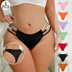 1pcs Plus Size Women Sexy Panties Low-Rise Hollow Out Ladies Briefs Silver Ribbon Underwear Solid Comfortable Underpants XL-4XL