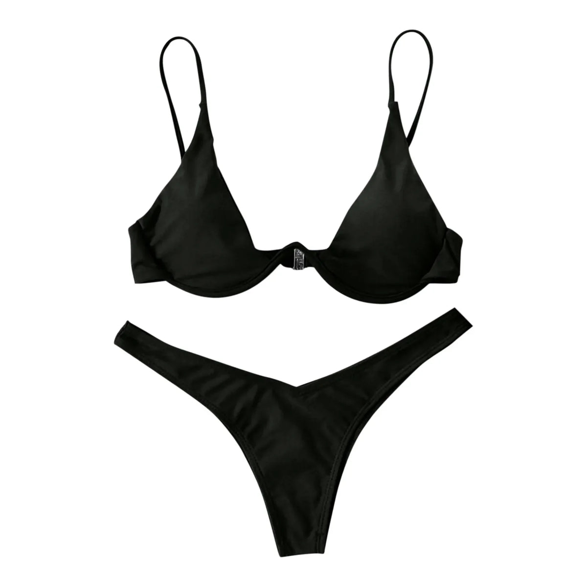 Sexy Underwire Bikini 2024 Mujer Women Solid Red Push Up Bra Thong Swimsuit Halter V Neck Bathing Suit Mini Micro Thong Swimwear