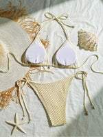 DEKA White Shell String Bikini Women Luxury Push Up Bra Tie Side Thong Swimsuit Brazilian Beach Bathing Suit Micro Swimwear