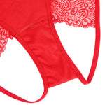 Black Red Crotchless Panties for Women Sexy Hollow Out Lace Lingerie Open Crotch Thong Underwear
