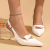 【Measure your feet length before order】Sexy Women Stiletto High Heel Pointed Toe Bow Sandal Slingback Party Dress Shoe