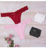 1pcs Low Waist Sexy Lace Elegant Lady Thongs Underwear Solid Breathable Sexy Lingerie Floral Female Panties Bow Women's G-string
