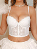 White Lace Satin Women Bra Corset Top Adjustable Shaping Push Up Bra Elegant Breathable Longline Bra