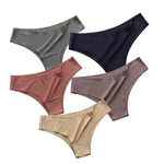 5PCS/Set Panties Women Seamless Underwear Low Rise Female Underpants Glossy Solid Color Briefs Comfort Invisible Underwear