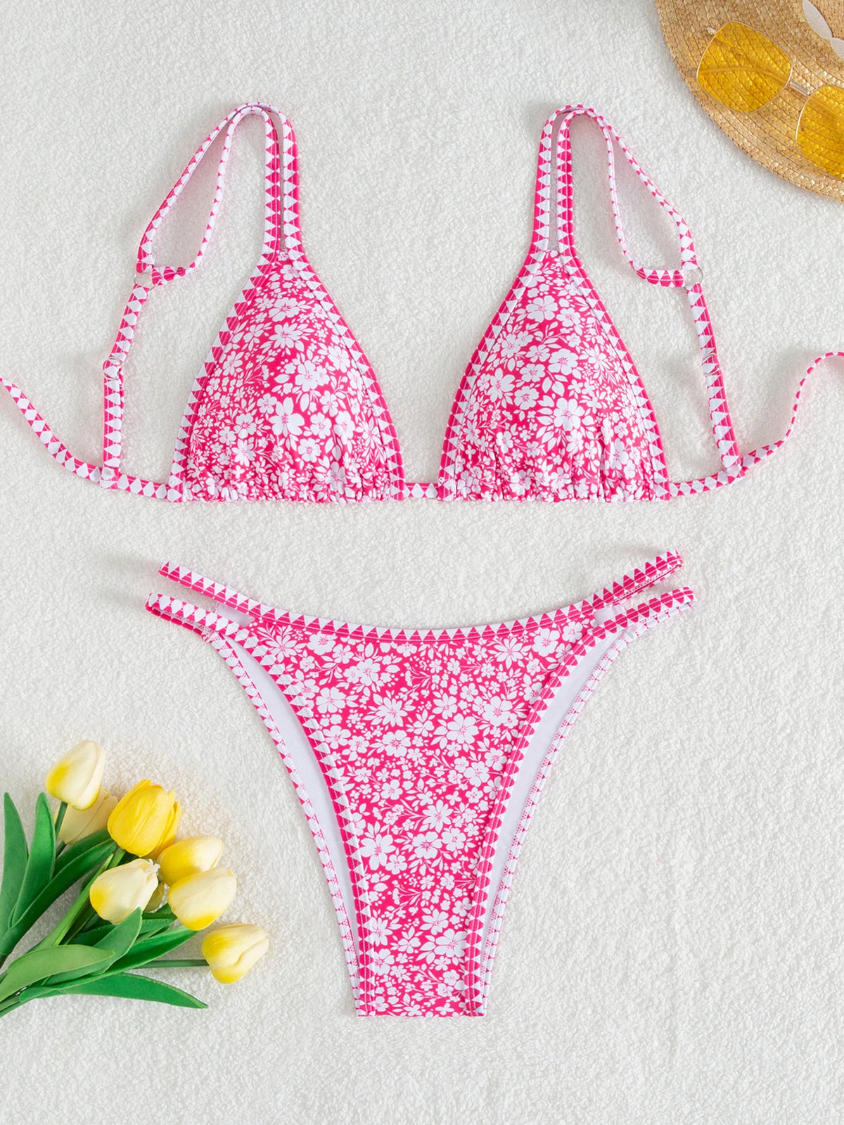 Sexy Orange Print Micro Bikini 2026 Women Double Strap Push Up Bra Hollow Out Thong Swimsuit Beach Bathing Suit Holiday Swimwear