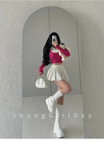 WOMENGAGA Fahsion Women Skorts Spicy Girl Sexy High Waist SlimA-LINE Pleated Skirt Half Body Short Skirt Sweet Korean Style 8NDZ
