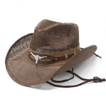 Womens Straw Cowboy Hat With Bull Head Wide Brim Breathable Western Hat With Chin Strap Sun Hat For Beach Outdoor Vacation 2026