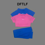 DFTLF 2 Pieces Women Yoga Set Slim Short Sleeve Top High Waist Leggings Seamless Workout Gym Fitness Quick Dry Sportswear Suit
